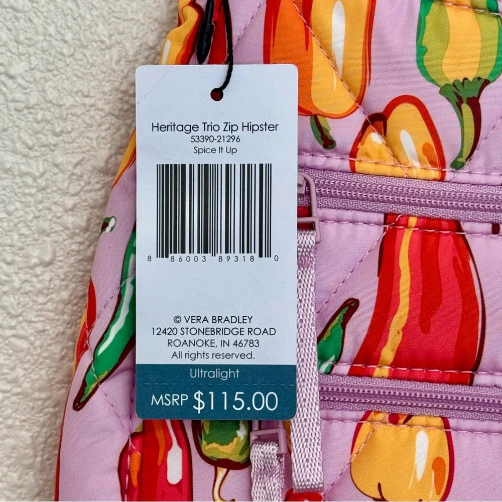 Vera Bradley New‎ Spice It Up Heritage Trio Zip Hipster Crossbody Bag Purse